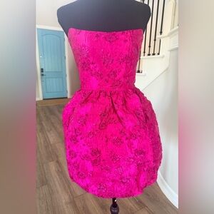 $229 NWT Amanda Uprichard Pink Jacquard Strapless Mini Dress M